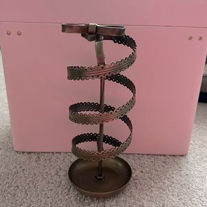 Beautiful Antique Brass Ribbon Bow Earring Organizer and Jewelry Bowl Catchall